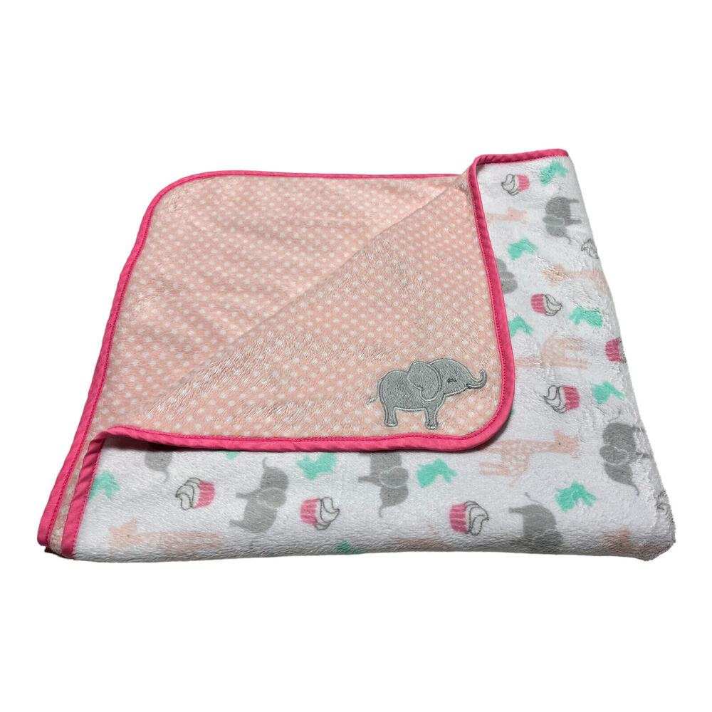 Carters Just One You Elephant Cupcake Baby Blanket Pink Polka Dot Giraffe